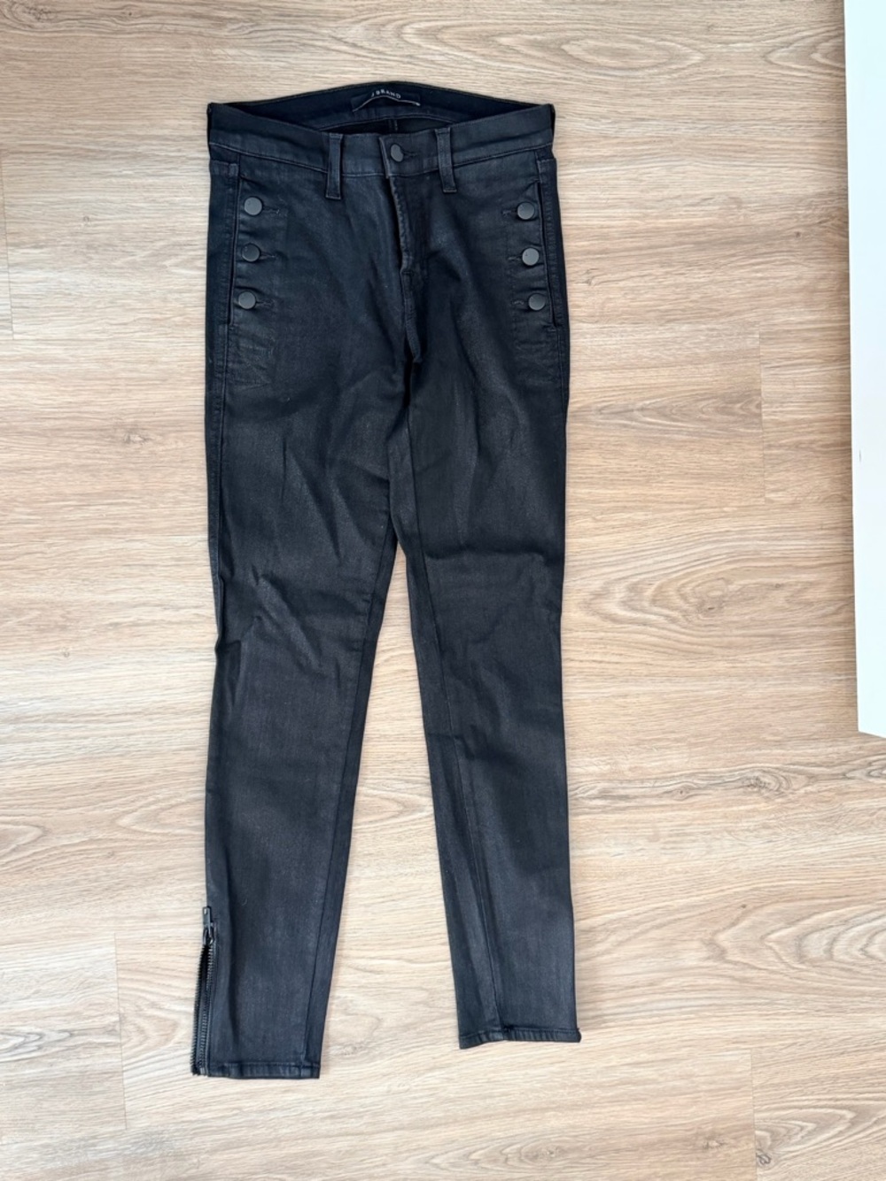 J Brand Black Skinny Jeans with Side Button Accents